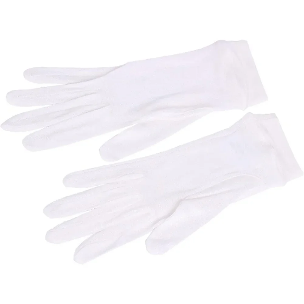 Women's White Pure Silk Sunscreen UV Protection Silk Elastic Index Gloves